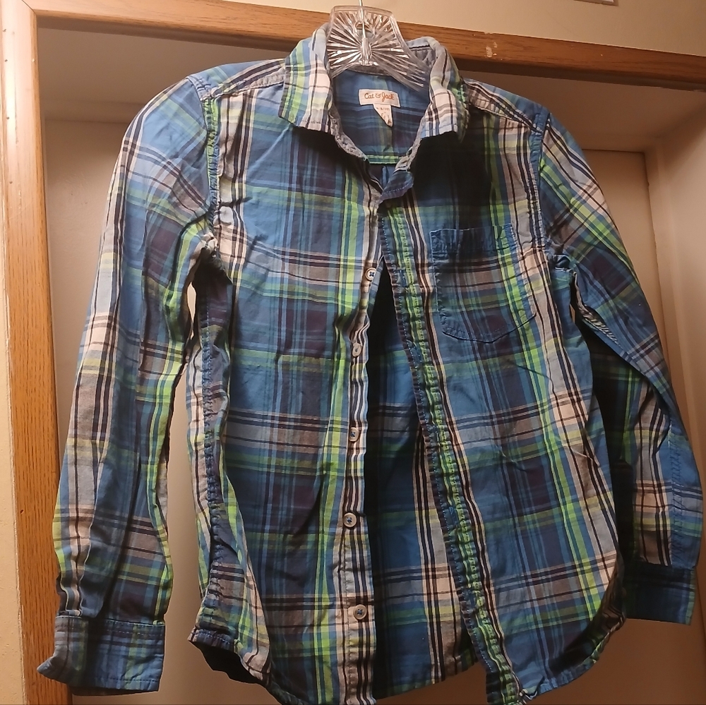 Cat & Jack Boys Multicolor Plaid Button Down Shirt